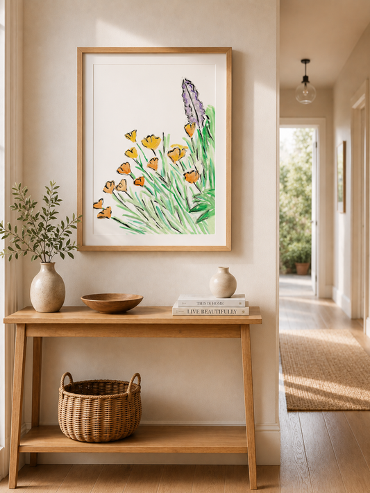 Salvia and California Poppy II – Premium Matte Paper Wall Print