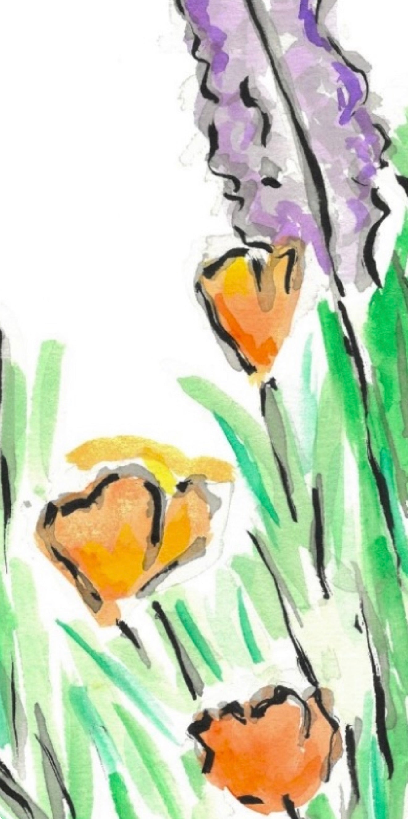Salvia and California Poppy II- Original Artwork