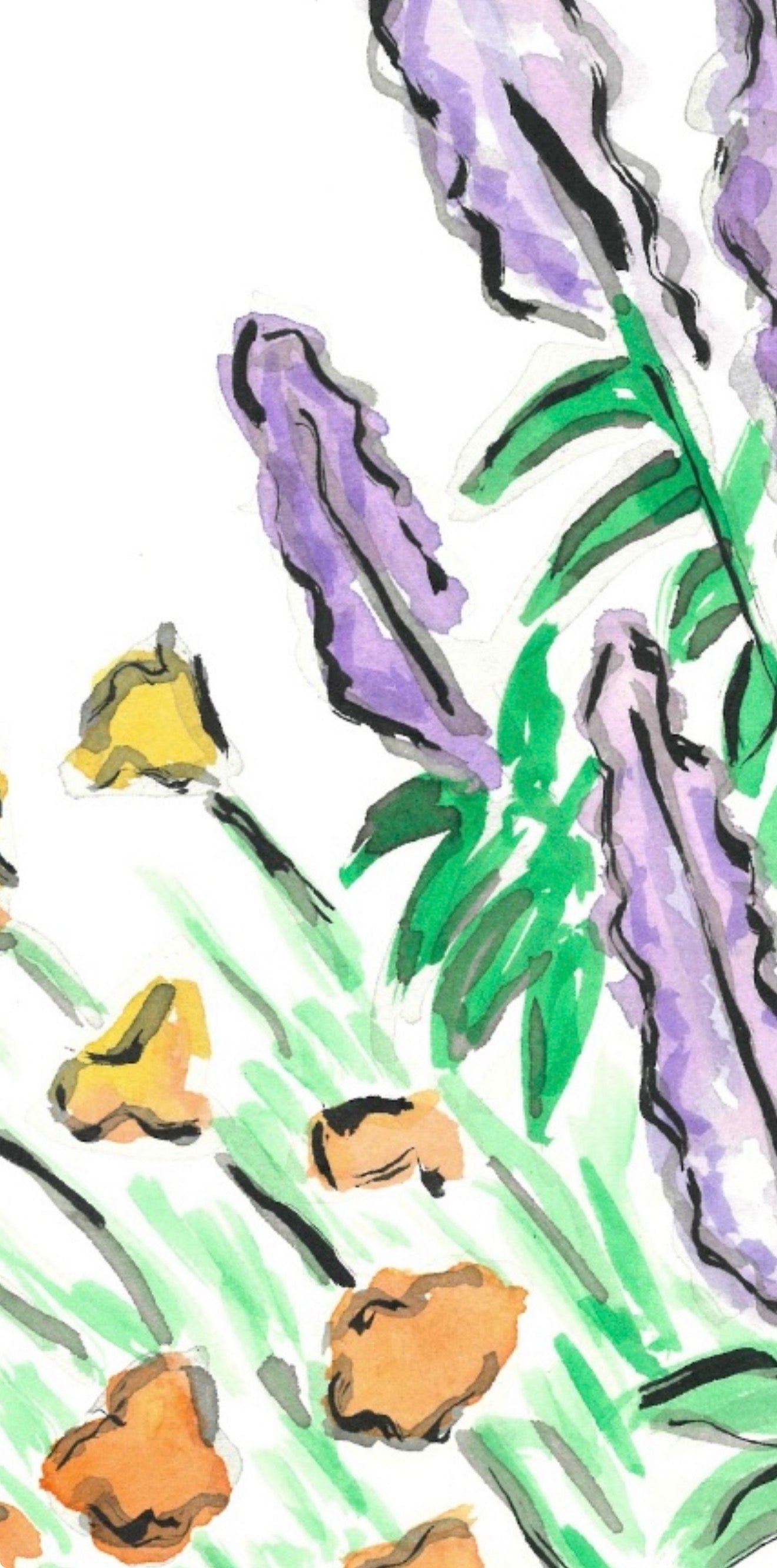 Salvia and Californian Poppy- Original Artwork