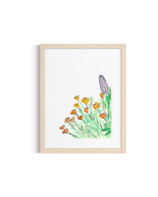 Salvia and California Poppy II- Original Artwork