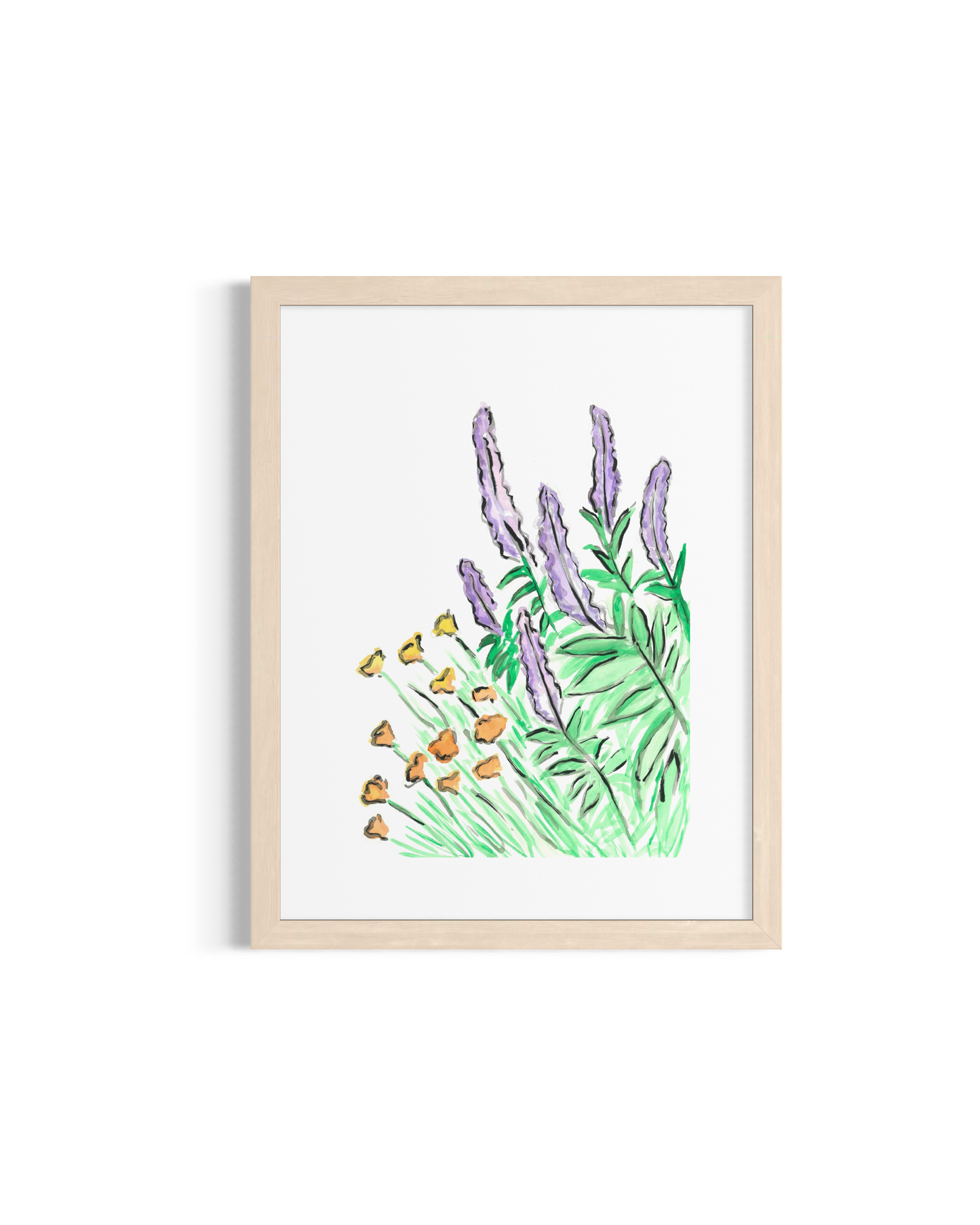 Salvia and Californian Poppy- Original Artwork