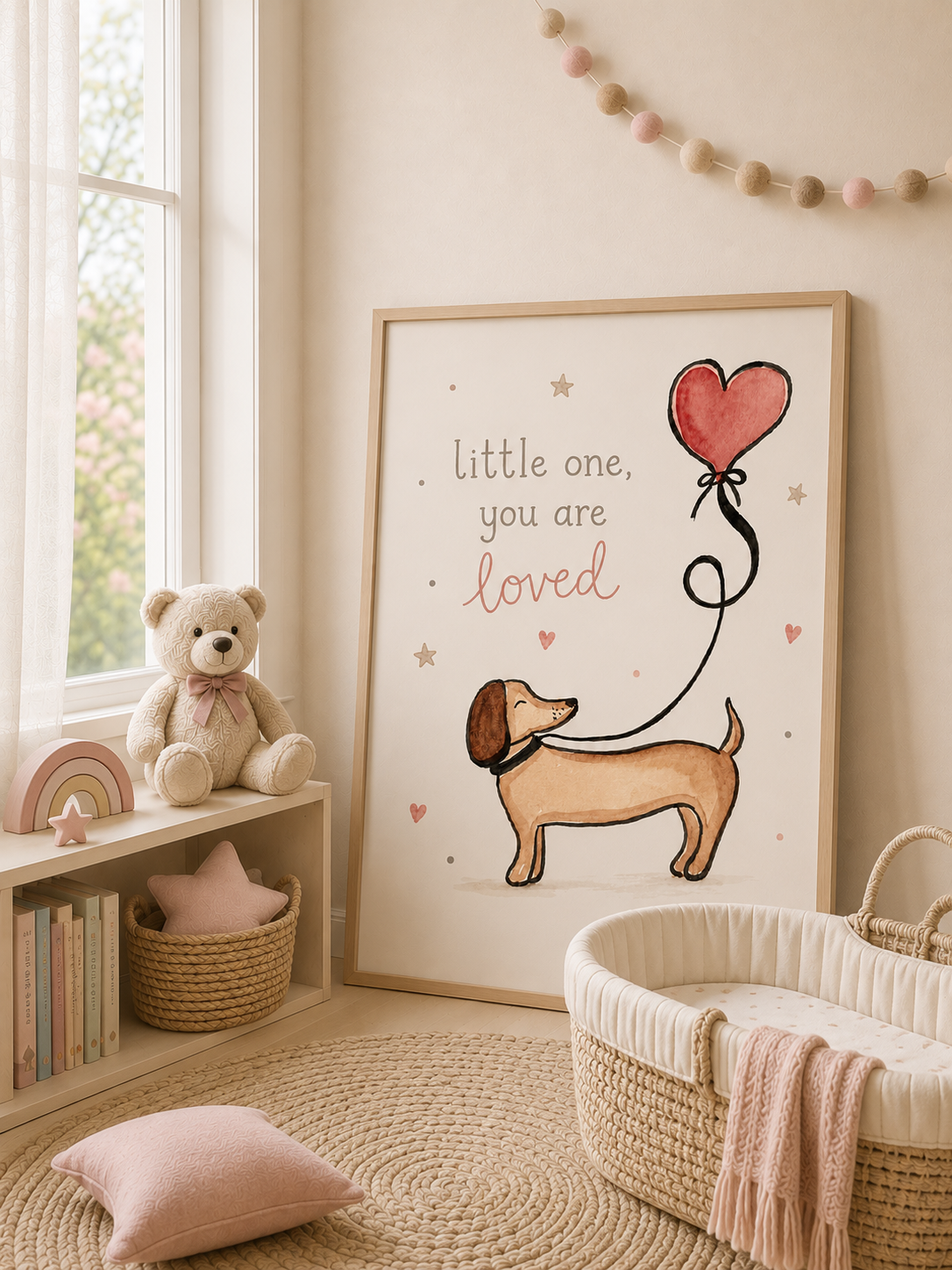 Little One, You Are Loved | Dachshund Nursery Wall Art Print  Little One, You Are Loved