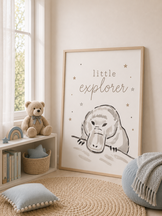 Little Explorer | Australian Platypus Nursery Wall Art Print