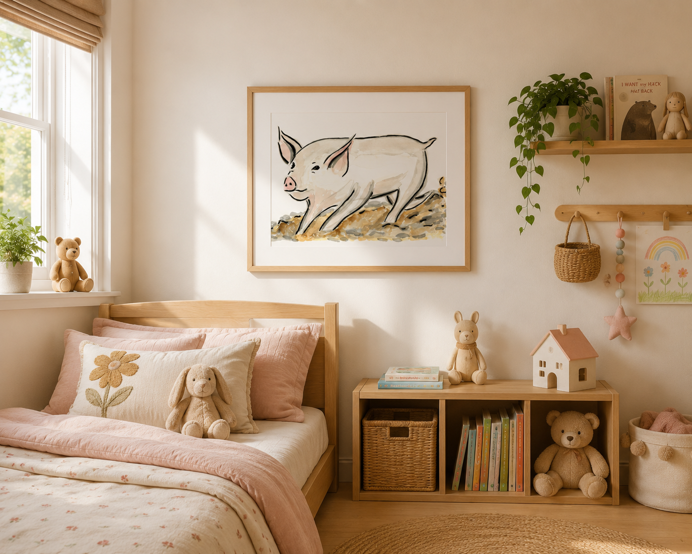 Playful Piglet Watercolor Art Print - Premium Matte Paper