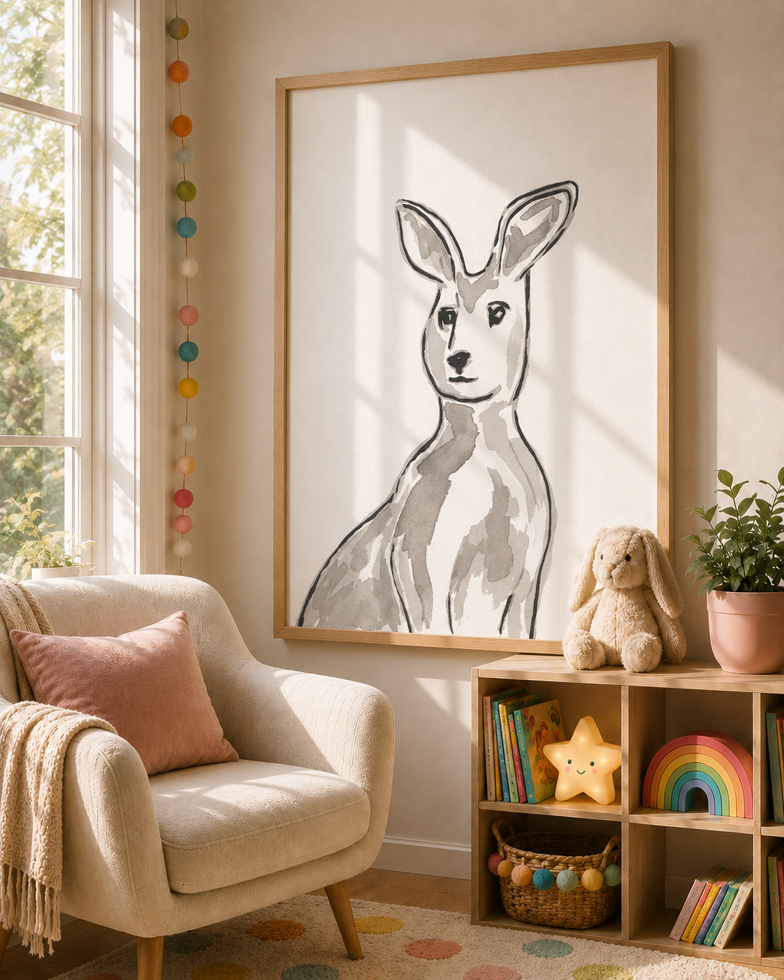 Kangaroo - Black & White Ink Matte Paper Print
