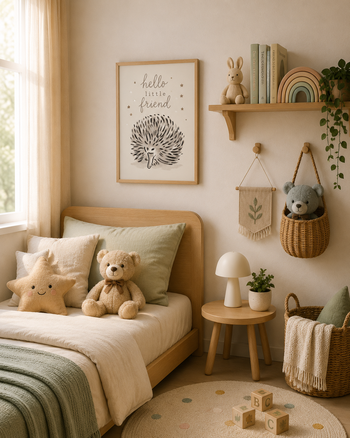 Hello Little Friend | Australian Echidna Nursery Wall Art Print