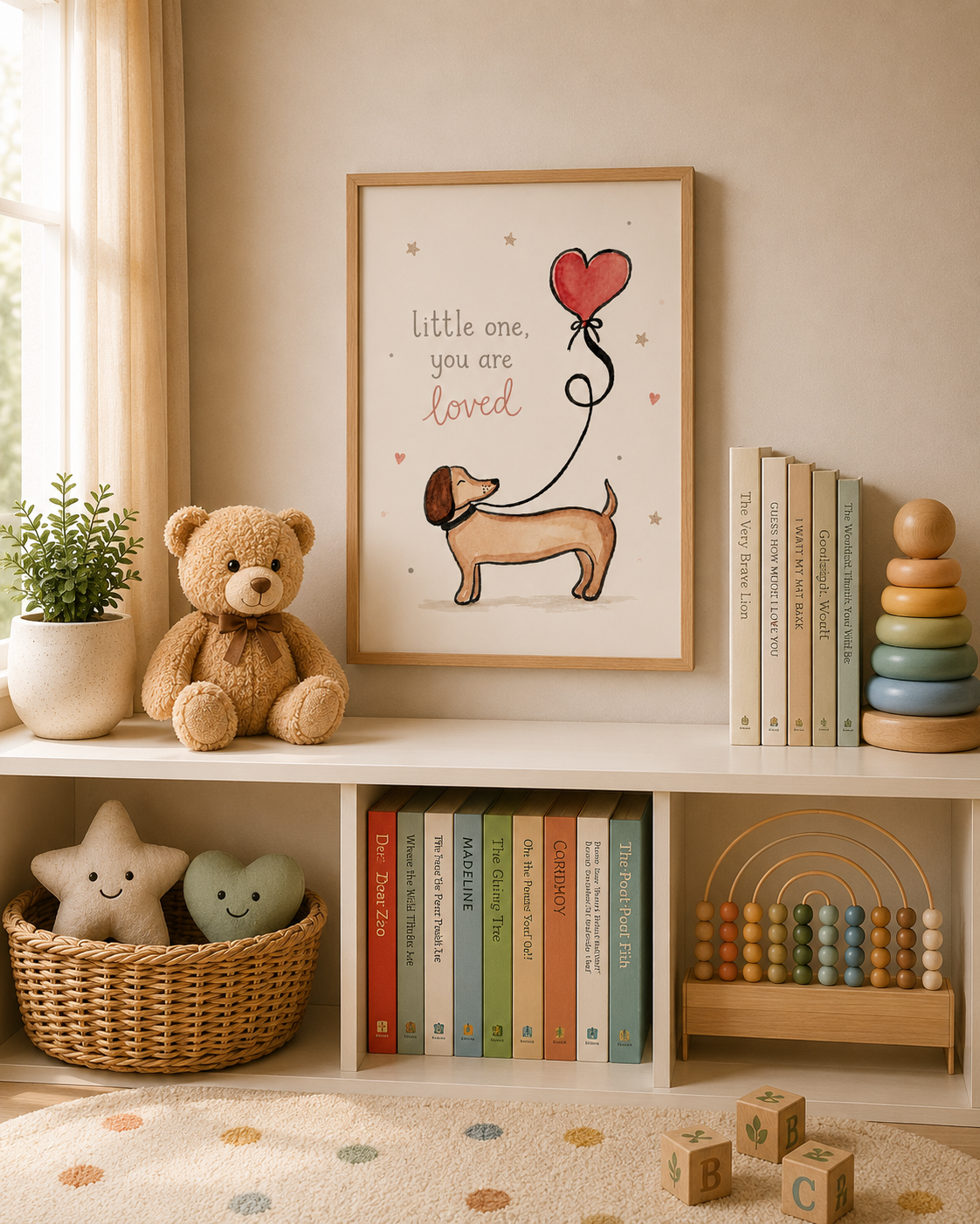 Little One, You Are Loved | Dachshund Nursery Wall Art Print  Little One, You Are Loved