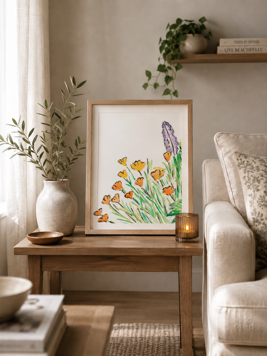 Salvia and California Poppy II – Premium Matte Paper Wall Print