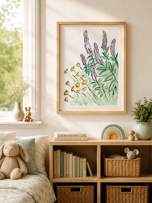 Salvia and Californian Poppy- Original Artwork