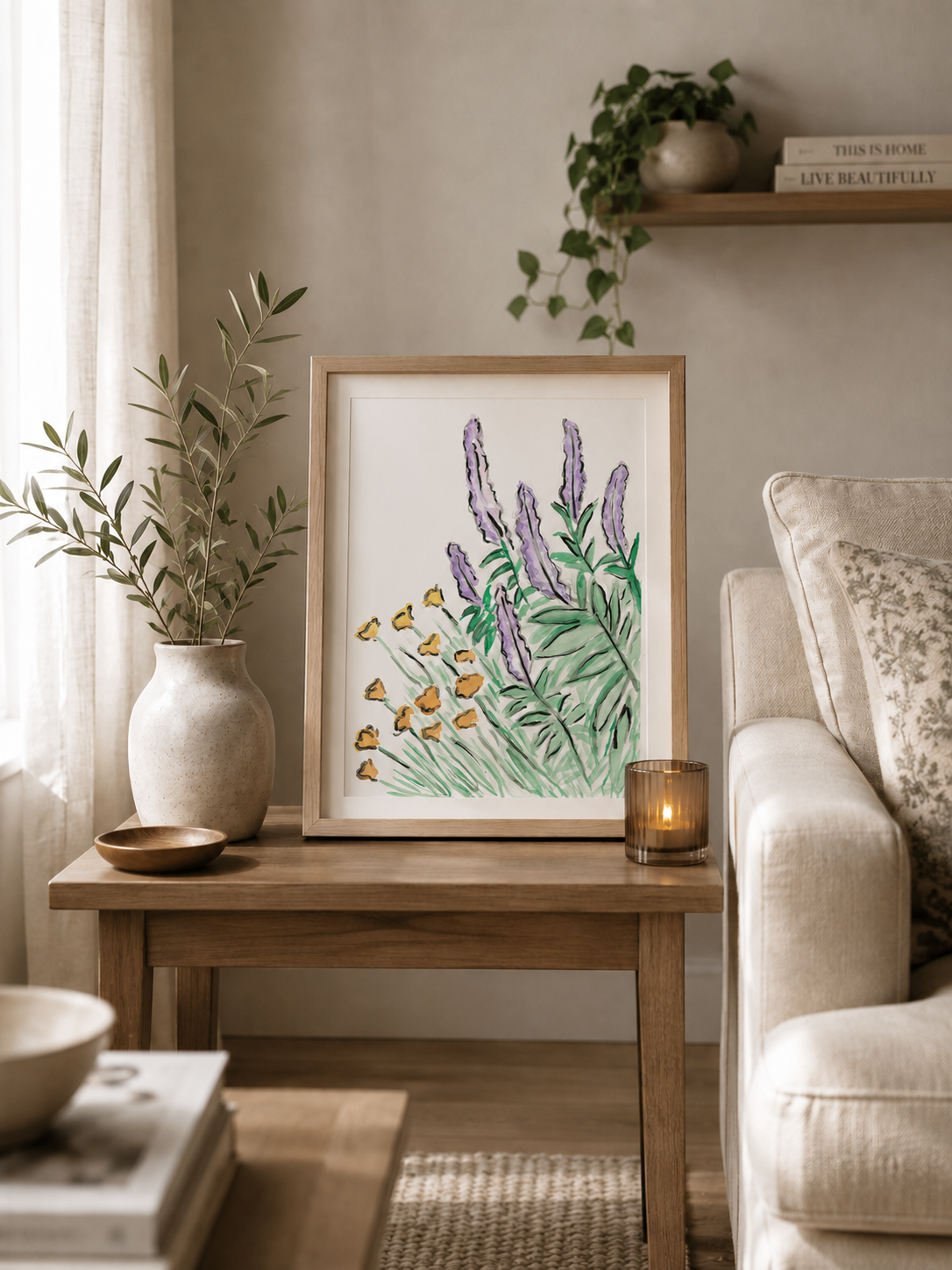 Salvia and Californian Poppy- Original Artwork