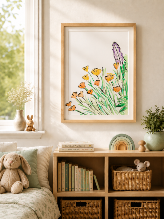 Salvia and California Poppy II- Original Artwork